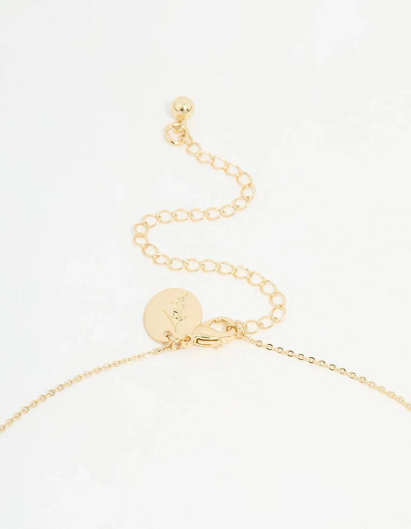 Gold Plated Mini Heart Banner Necklace