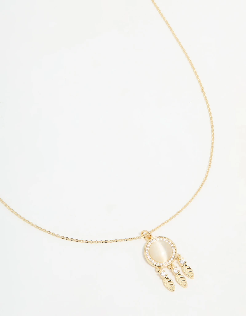 Gold Plated Dream Catcher Necklace