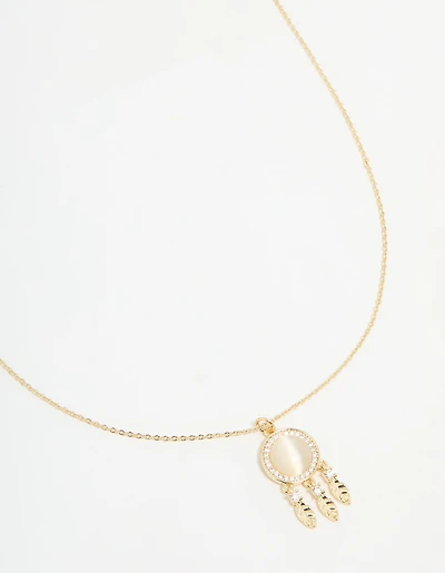 Gold Plated Dream Catcher Necklace