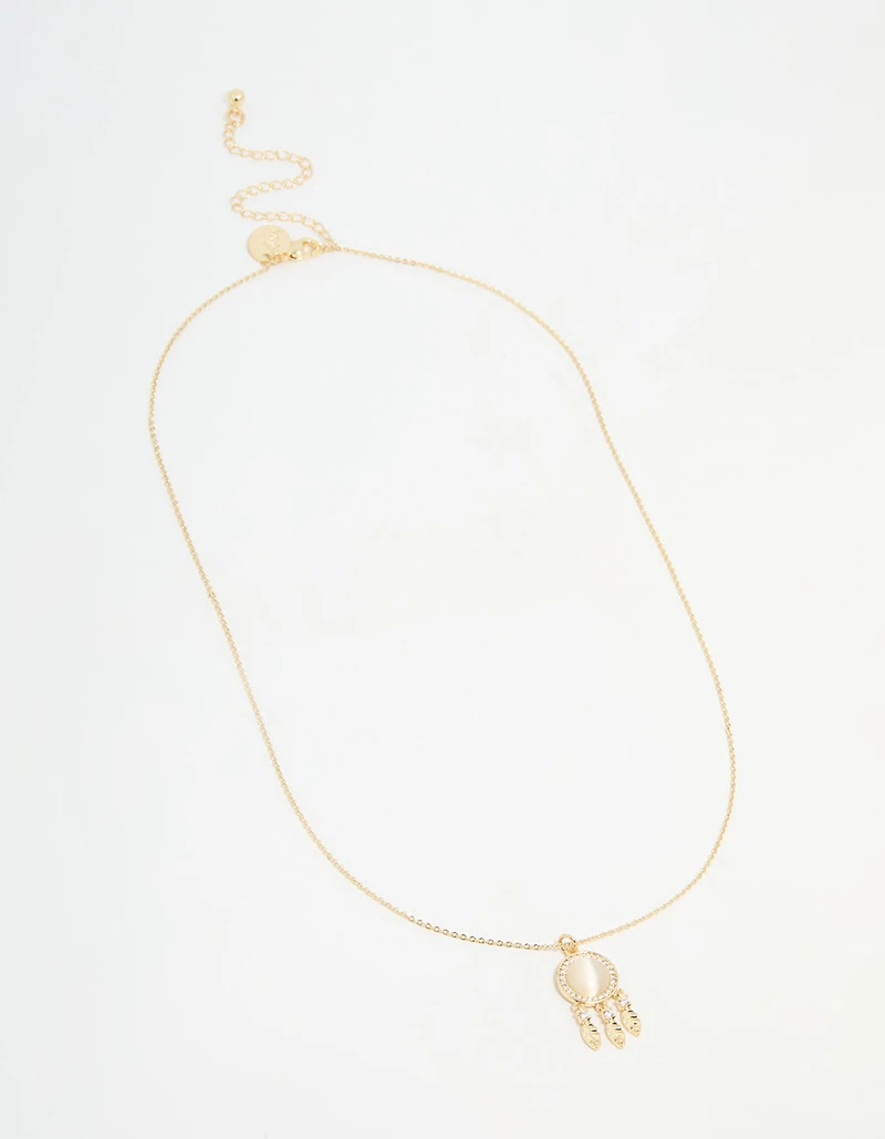Collier attrape-rêves plaqué or