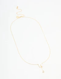 Gold Plated Mother Of Pearl & Cubic Zirconia Butterfly Y-Necklace