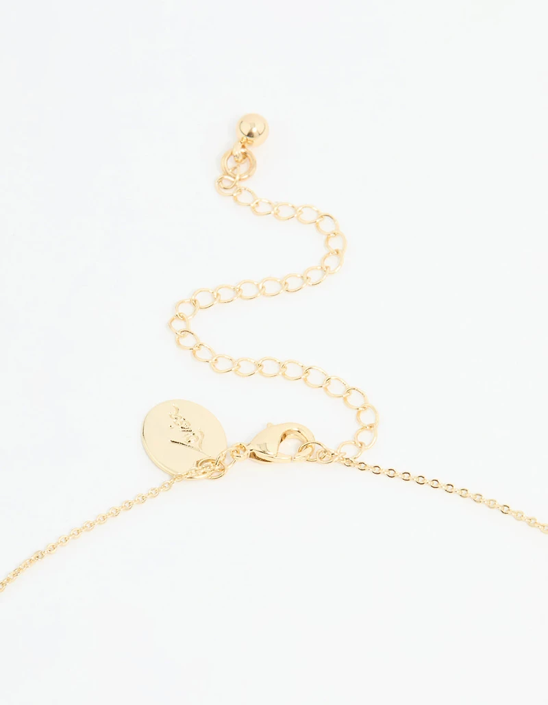 Gold Plated Mother Of Pearl & Cubic Zirconia Butterfly Y-Necklace