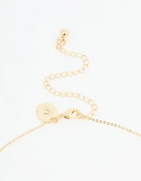 Gold Plated Mother Of Pearl & Cubic Zirconia Butterfly Y-Necklace