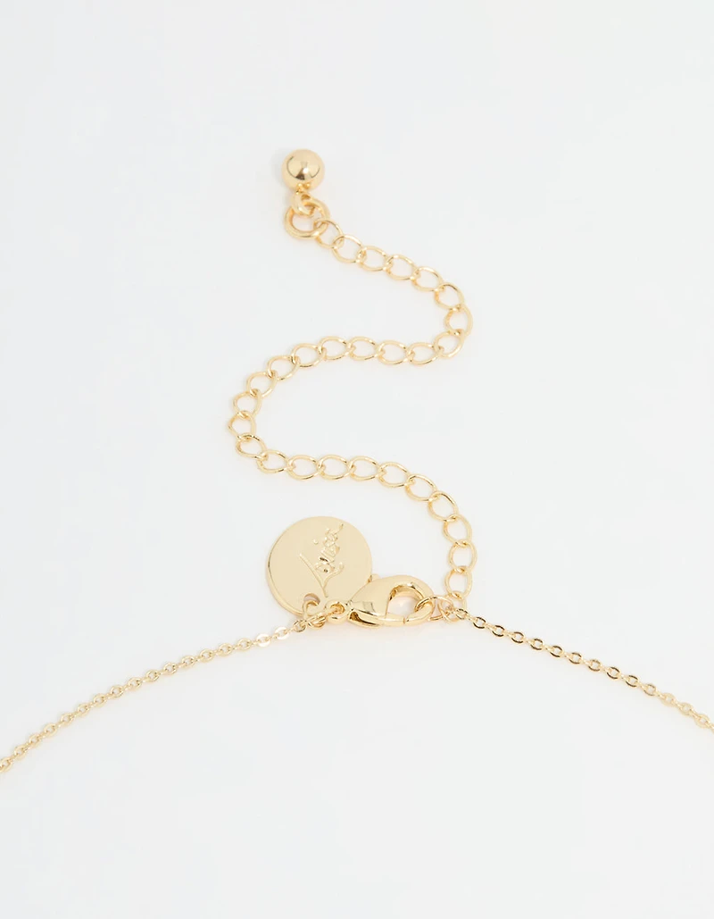 Gold Plated Pearl & Cubic Zirconia Chunky Bow Y-Necklace
