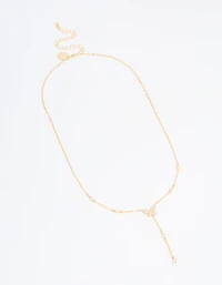 Gold Plated Cubic Zirconia Butterfly Y-Necklace