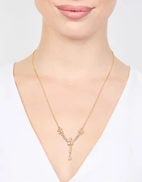 Gold Plated Pearl Flower Trio Y-Necklace