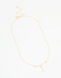 Gold Plated Pearl Flower Trio Y-Necklace
