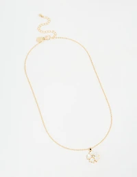 Gold Plated Catseye Flower Pendant Necklace