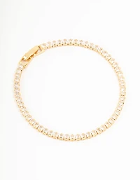 Gold Plated Cubic Zirconia Baguette Tennis Bracelet