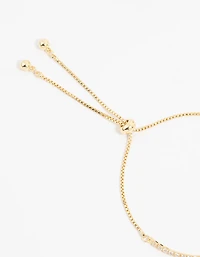 Gold Plated Diamante Mini Heart Toggle Bracelet