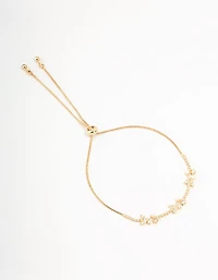 Gold Plated Pearl & Mini Butterfly Toggle Bracelet