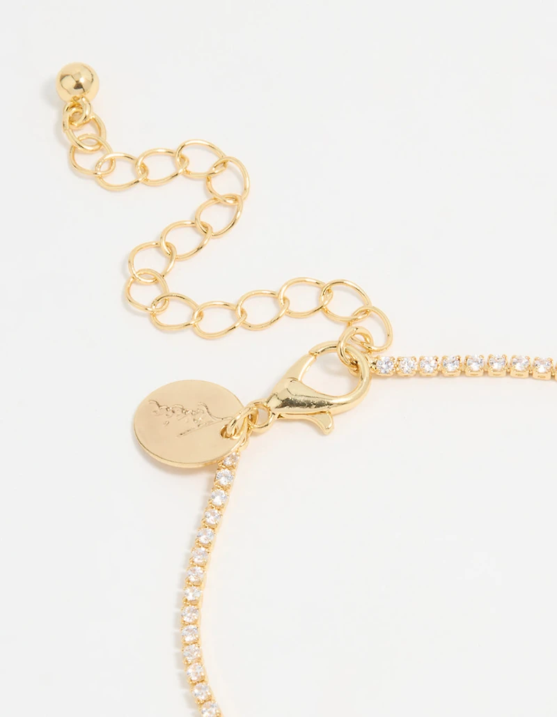 Gold Plated Cubic Zirconia Pave & Round Stone Bracelet