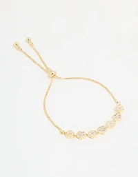 Gold Plated Multi Mini Flower Toggle Bracelet