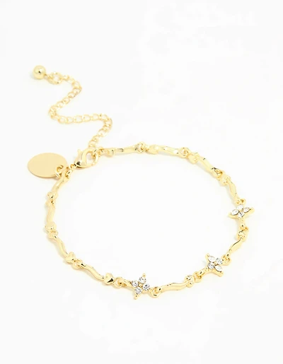 Gold Plated Winding Mini Flower Bracelet
