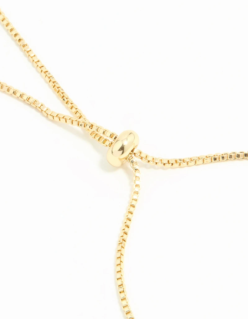 Gold Plated Cubic Zirconia Flower Toggle Bracelet