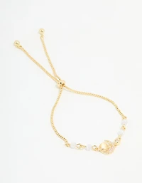 Gold Plated Cubic Zirconia Quartz Celestial Toggle Bracelet