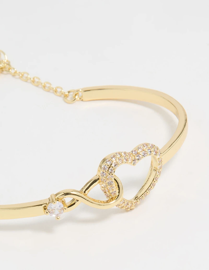 Gold Plated Infinity Heart Wrist Cuff