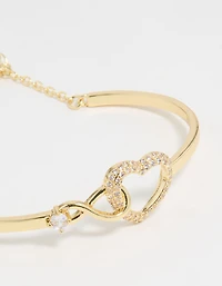 Gold Plated Infinity Heart Wrist Cuff
