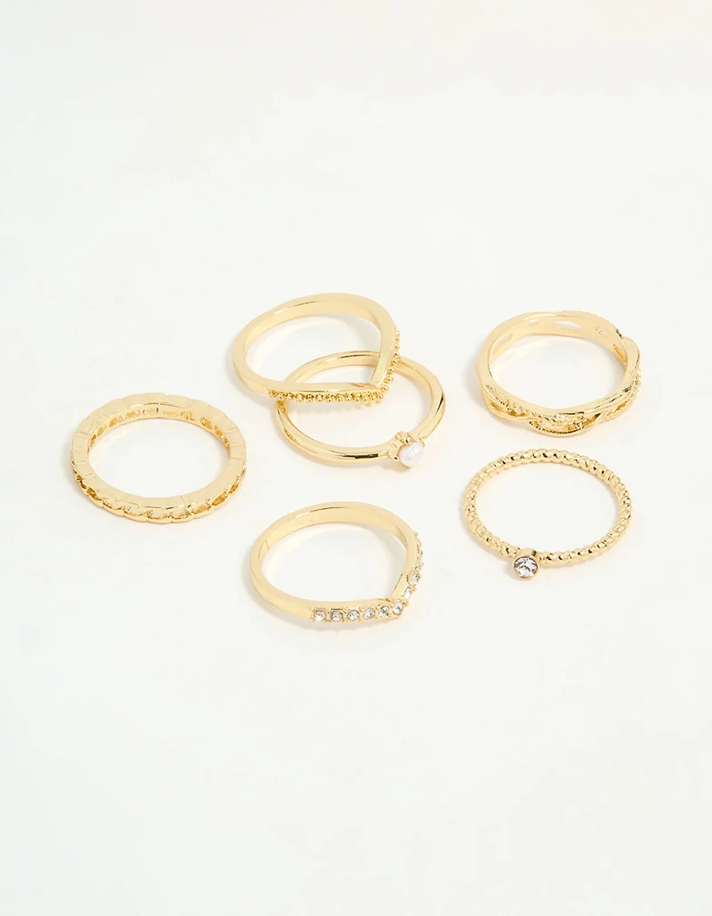 Gold Plated Twist & Dip Rings 6-Pack