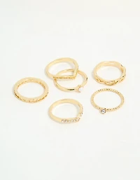 Gold Plated Twist & Dip Rings 6-Pack