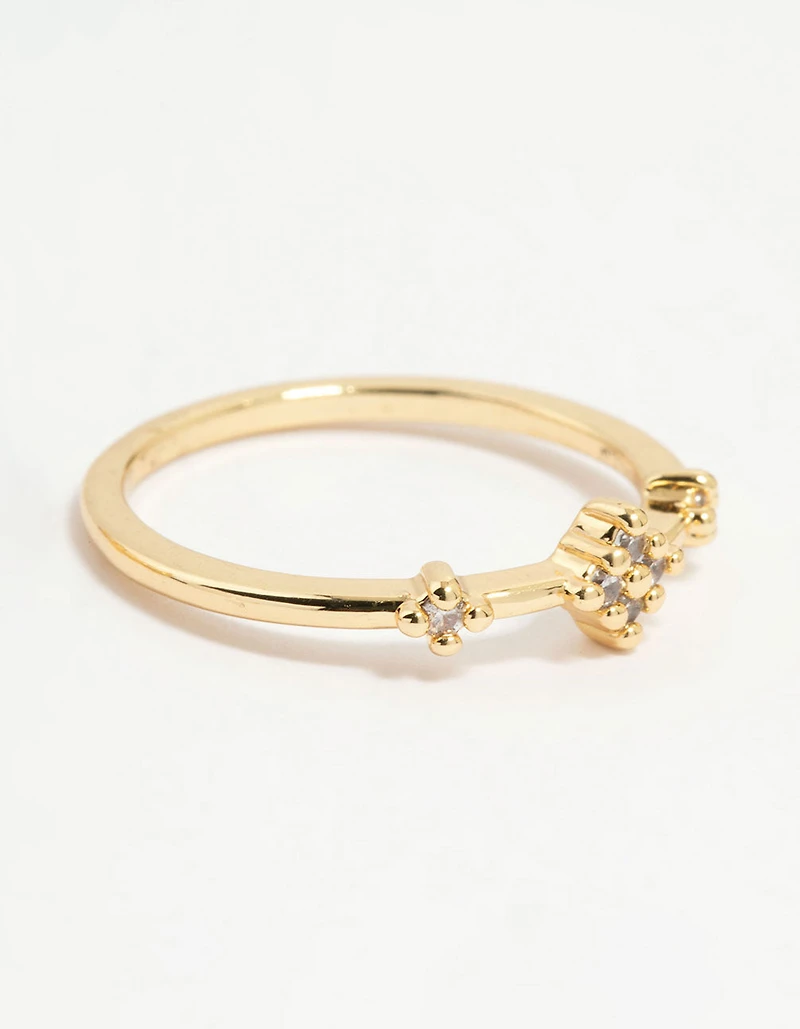 Gold Plated Cubic Zirconia Butterfly Rings 3-Pack