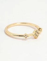 Gold Plated Cubic Zirconia Butterfly Rings 3-Pack
