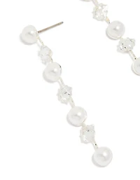 Silver Plated Cubic Zirconia & Pearl Drop Earrings
