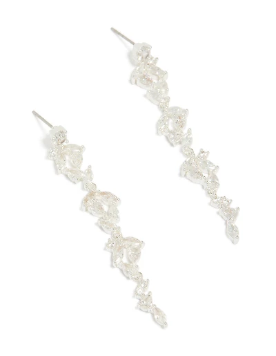 Boucles d’oreilles tombantes Marquise en zircone cubique plaquées argent