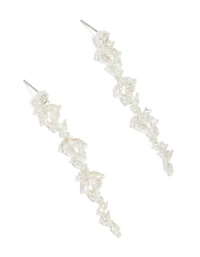 Boucles d’oreilles tombantes Marquise en zircone cubique plaquées argent
