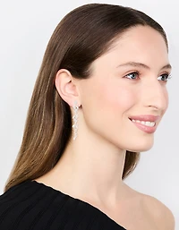 Silver Plated Cubic Zirconia Marquise Drop Earrings