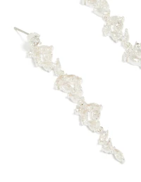 Silver Plated Cubic Zirconia Marquise Drop Earrings