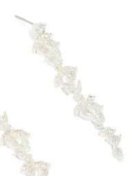 Silver Plated Cubic Zirconia Marquise Drop Earrings