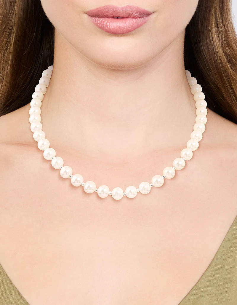 Collier de perles et de boule plaqués argent