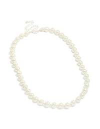 Silver Plated Pearl & Ball Necklace