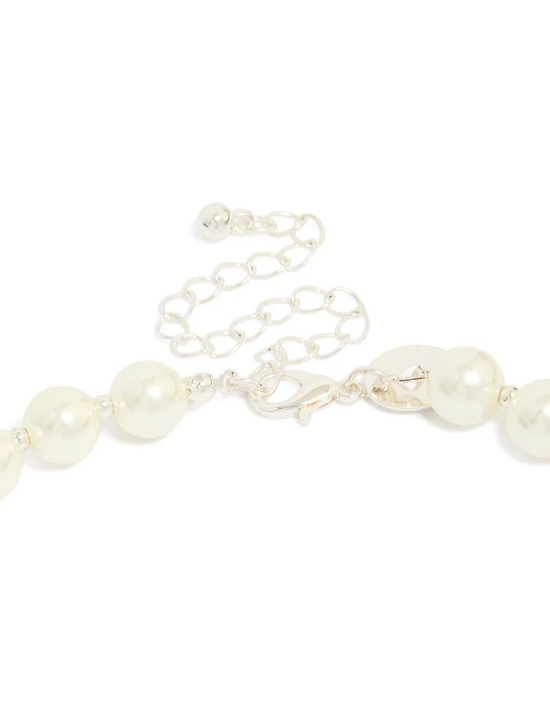 Silver Plated Pearl & Ball Necklace