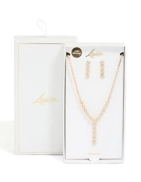 Gold Plated Cubic Zirconia Necklace & Drop Earrings Set