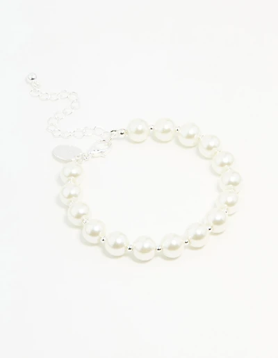 Silver Plated Pearl Chain Bracelet