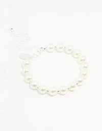 Silver Plated Pearl Chain Bracelet