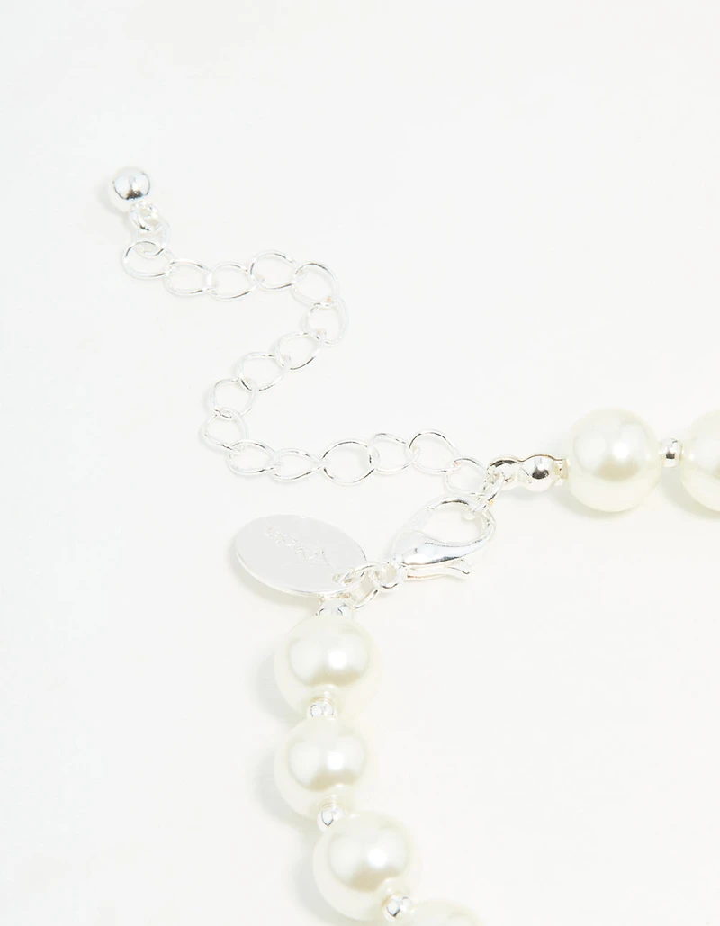 Bracelet chaîne en perles plaquées argent