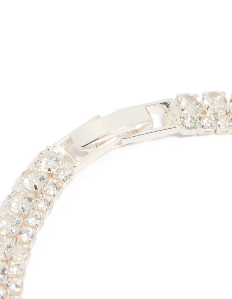 Bracelet de tennis en zircone cubique plaqué argent
