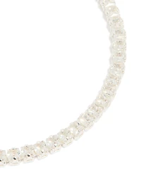 Silver Plated Cubic Zirconia Baguette Tennis Bracelet