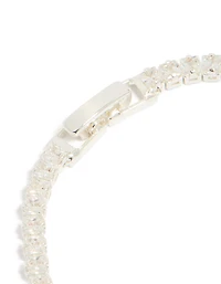 Silver Plated Cubic Zirconia Baguette Tennis Bracelet