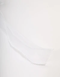 White Organza Fabric & Pearl Bow Hair Clip