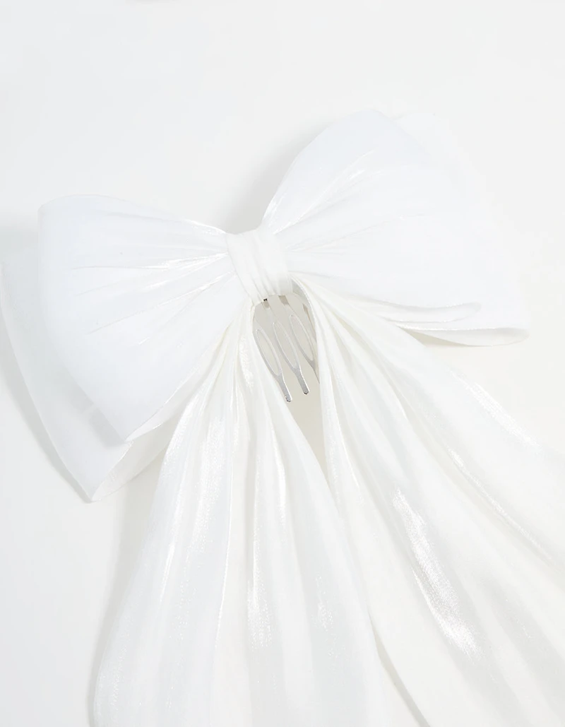 Cream Bow Layered Clip