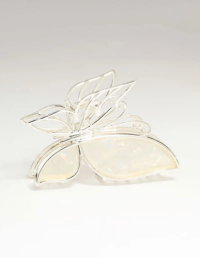 Silver Acrylic Butterfly Claw Clip