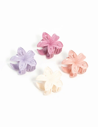 Multicoloured Mini Frangipani Claw Clips 4-Pack
