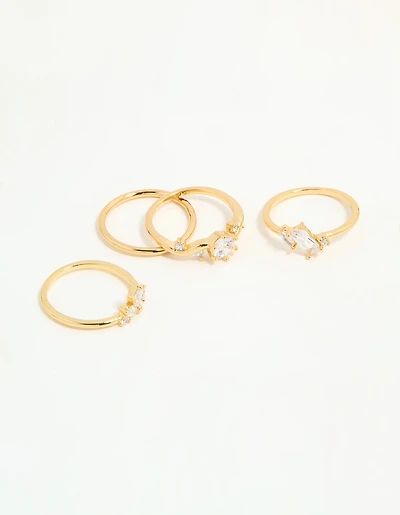 Anneaux cubiques marquis en zircone plaqués or