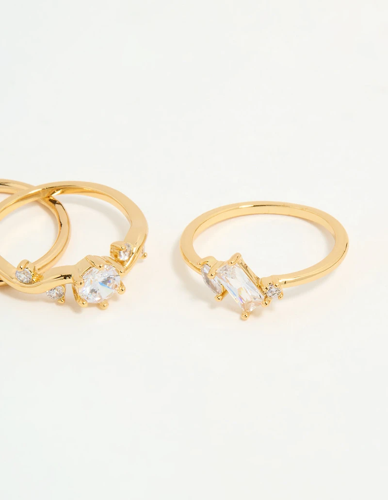 Gold Plated Cubic Zirconia Leaf Marquise Rings 4-Pack