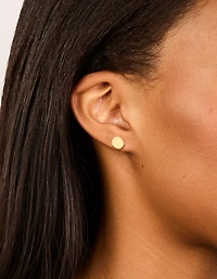 Gold Plated Sterling Silver Textured Circle Stud Earrings