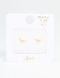 Gold Plated Sterling Silver Cubic Zirconia Bee Stud Earrings